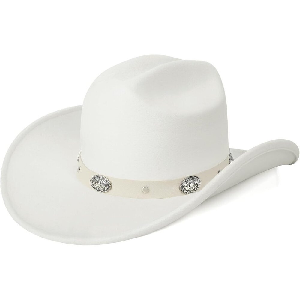 Unisex Beige 100% Polyester Western Braided Band Classic Fedora Cowboy Felt Hat